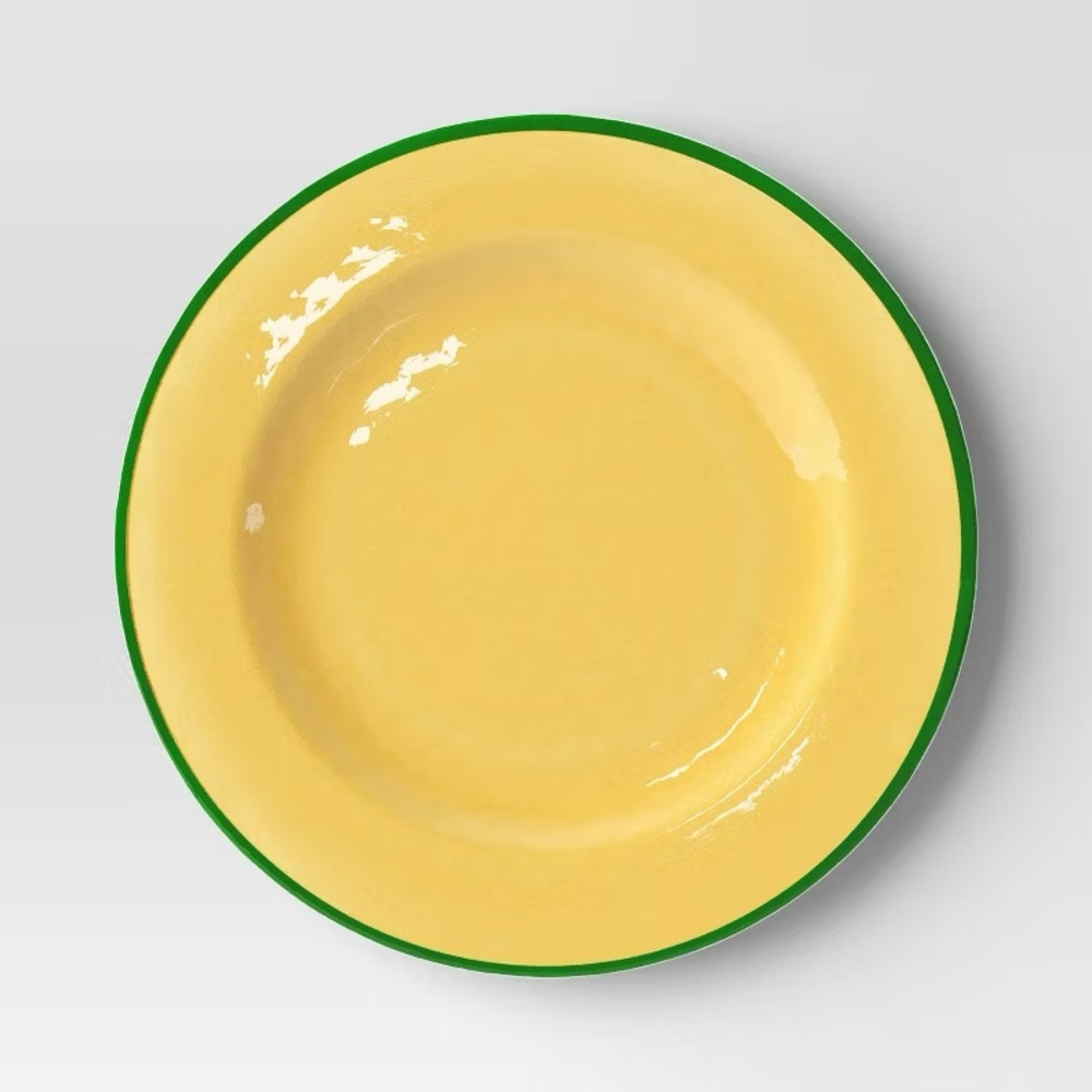 4 Threshold 10.5” Yellow Melamine Dinner Plates